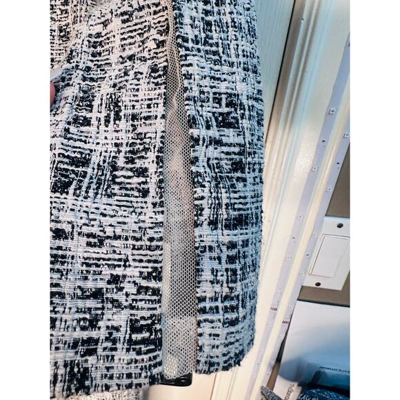 Antonio Melani Black White Textured Sheath Dress Mesh Panels Size 8 - Picture 14 of 16